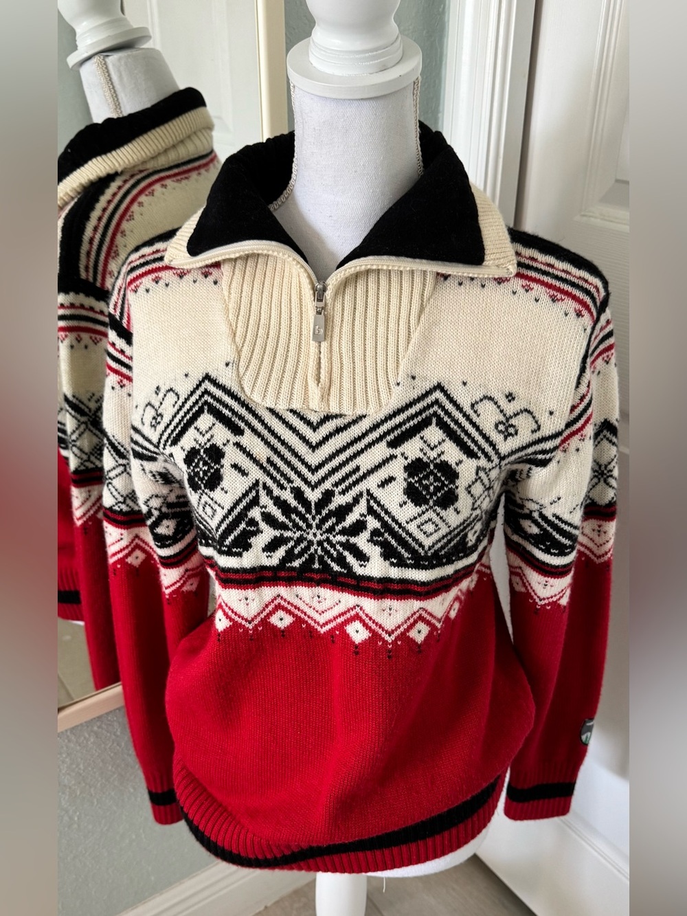 Vintage 80s 90s Benger Sportswear Austrian Nordic Ski Sweater Wool Blend Size 38